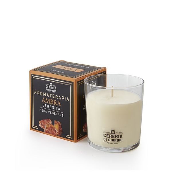 Candela Vegetale Vegana profumata in bicchiere Aromaterapia -  Ambra- 44 ORE