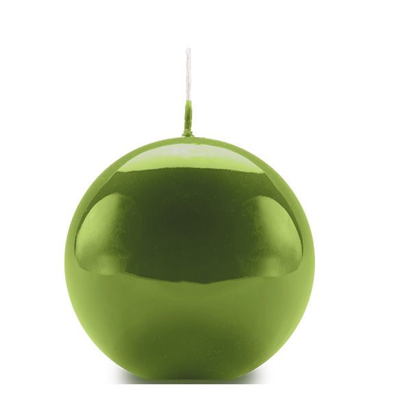 Candela sfera Laccata  Ø 10 cm -  1 pezzo - Verde Oliva-  Home Decor 