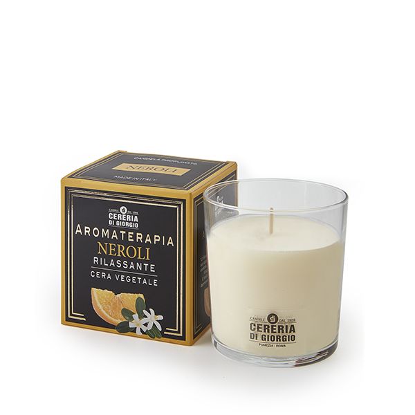 Candela Vegana Vegetale profumata in bicchiere Aromaterapia - Neroli - 44 ORE 