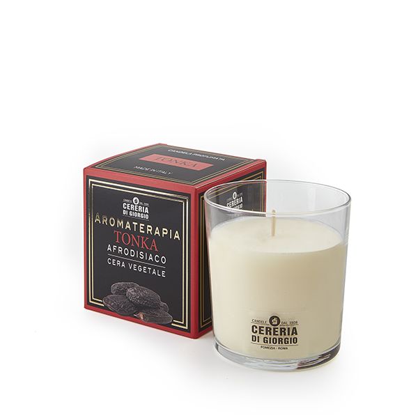 Candela Vegetale Vegana profumata in bicchiere Aromaterapia - Tonka - 44 ORE