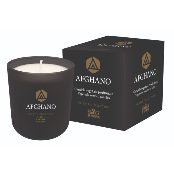 Candela Vegetale Vegana profumata in bicchiere Aromaterapia Black - Afghano- 44 ORE