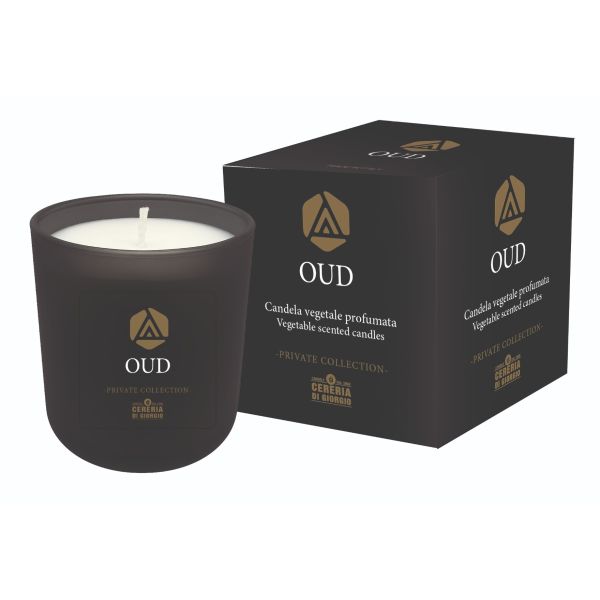 Candela Vegetale Vegana profumata in bicchiere Aromaterapia Black - Oud- 44 ORE