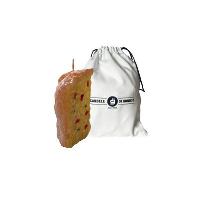 Candela a Forma di Fetta di Panettone - Color Caramello e canditi - Idea regalo
