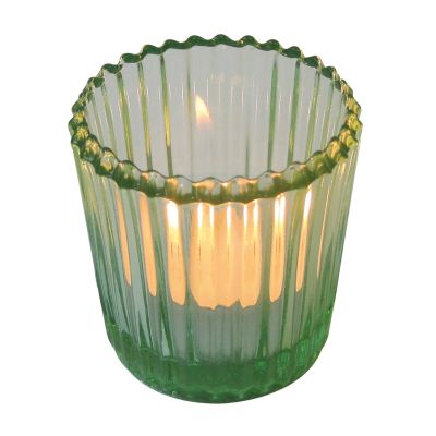 Bicchierino rigato porta tealight in vetro - Verde