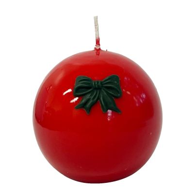 Candela Rossa Ø 8 cm - Con fiocco verde