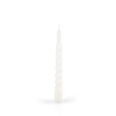 Candele laccate tortiglione Ø 2,2 cm h. 21 cm 3 pezzi - Bianco