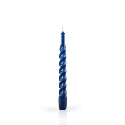 Candele laccate tortiglione Ø 2,2 cm h. 21 cm 3 pezzi - Blu