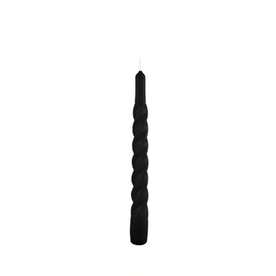 Candele laccate tortiglione Ø 2,2 cm h. 21 cm 3 pezzi - Nero