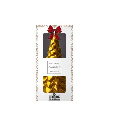 Candela Albero di Natale artigianale - Oro- Altezza 20 cm