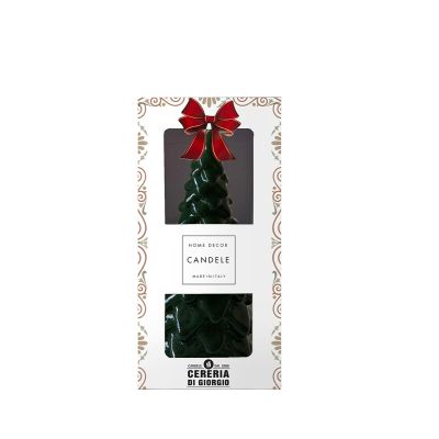 Candela Albero di Natale artigianale - Verde Scuro- Altezza 20 cm