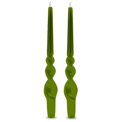 Set 2 candele voluta laccate h 30 cm - Verde Oliva
