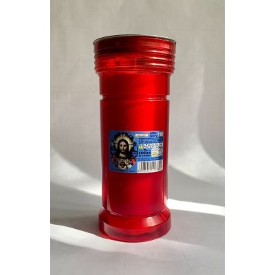 Cerone Sacro Cuore P80  ROSSO DIAM. 8CM  H 19CM