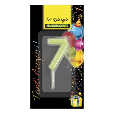 Candela di complenno numero 7 fosforescente con supporto