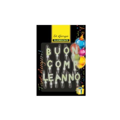 Candeline di compleanno fluorescenti "Buon Compleanno" con supporto