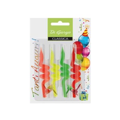 Candeline a spirale fluo - 4 pezzi