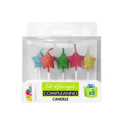 5 Candeline di compleanno fluo - forme assortite
