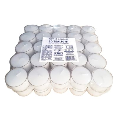 Tealight con cup trasparente Ø 3,9 cm h. 2,7 cm 50 pezzi - Durata 8 ore