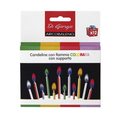 Candeline di compleanno con fiamma colorata e con supporto