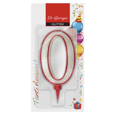 Candela di compleanno Gigante con glitter numero 0