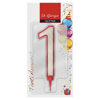 Candela di compleanno Gigante con glitter numero 1