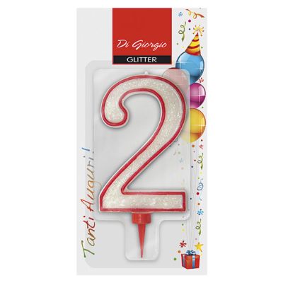 Candela di compleanno Gigante con glitter numero 2