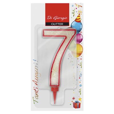 Candela di compleanno Gigante con glitter numero 7