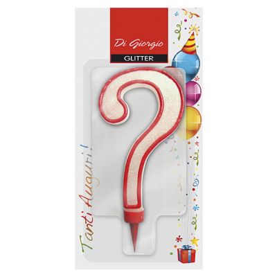 Candela di compleanno Gigante con glitter "punto interrogativo"