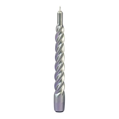 Candele laccate tortiglione Ø 2,2 cm h. 21 cm 6 pezzi - Argento
