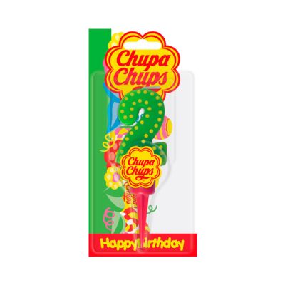 Candela compleanno Chupa Chups Numero 2 con supporto