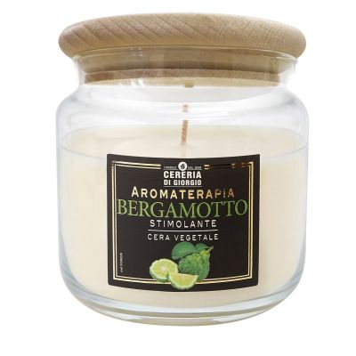 Candela Vegetale Vegana profumata in giara Aromaterapia - Bergamotto - 80 ORE