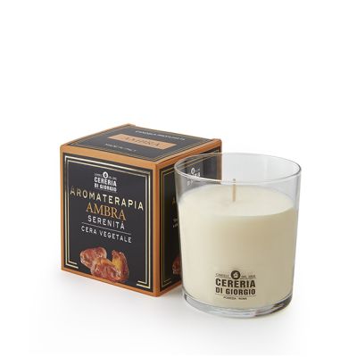 Candela Vegetale Vegana profumata in bicchiere Aromaterapia -  Ambra- 44 ORE