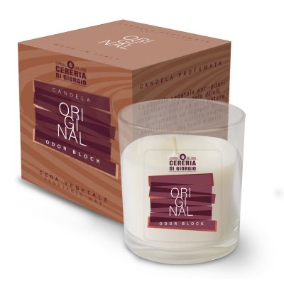 Candela Vegetale Vegana in bicchiere con astuccio Odor Block - Original-  14 ORE
