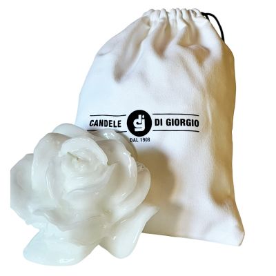 Candela Laccata Rosa artigianale- Bianca- 12 cm