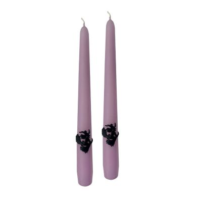 2 Candele Coniche  con Strega in cera  Ø 2,2 cm , h 25 cm  -  Viola