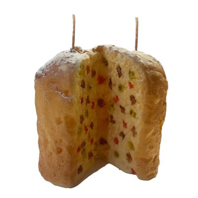 Candela a Forma di Panettone - Color Caramello e canditi - Idea regalo