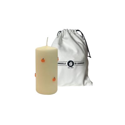 Candela con Zucche in cera  Ø 7, h 15 cm  - Avorio