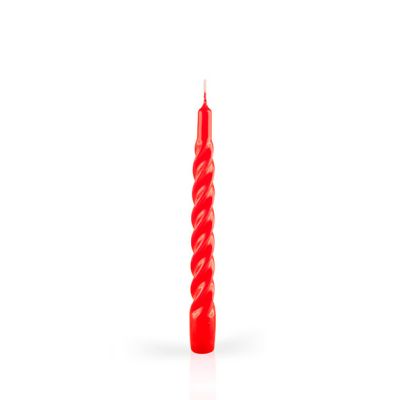 Candele laccate tortiglione Ø 2,2 cm h. 21 cm 3 pezzi - Rosso