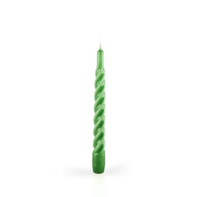 Candele laccate tortiglione Ø 2,2 cm h. 21 cm 3 pezzi - Verde Oliva