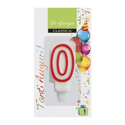 Candela di compleanno numero 0 con supporto