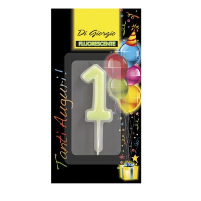 Candela di complenno numero 1 fosforescente con supporto