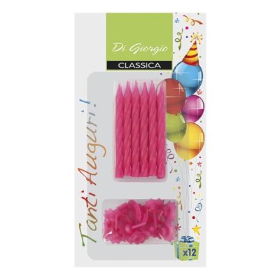 Candeline a spirale con supporto - Colori neon- Assortiti 