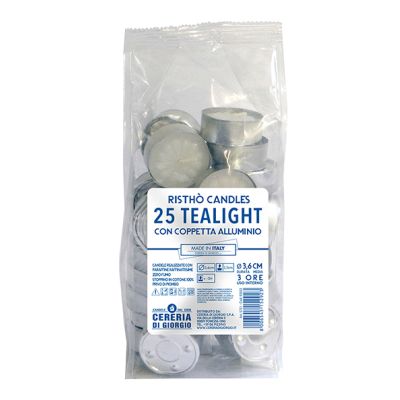Tealight Ø 3,6 cm h. 1,7 cm 25 pezzi - Durata 3 ore