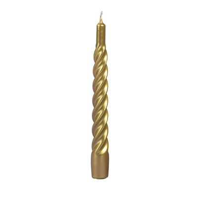 Candele laccate tortiglione Ø 2,2 cm h. 21 cm 3 pezzi - Oro