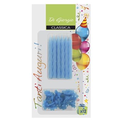 Candeline di compleanno a spirale con supporto - Celeste