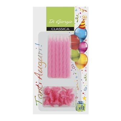 Candeline di compleanno a spirale con supporto - Rosa