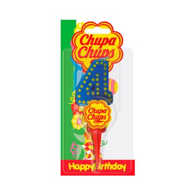 Candela compleanno Chupa Chups Numero 4 con supporto