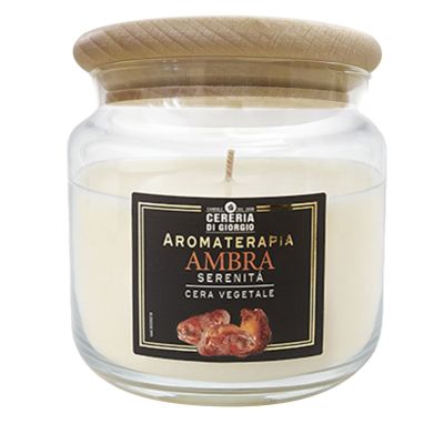 Candela Vegetale Vegana profumata in giara Aromaterapia - Ambra - 80 ORE