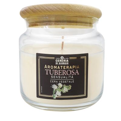 Candela Vegetale Vegana profumata in giara Aromaterapia - Tuberosa - 80 ORE
