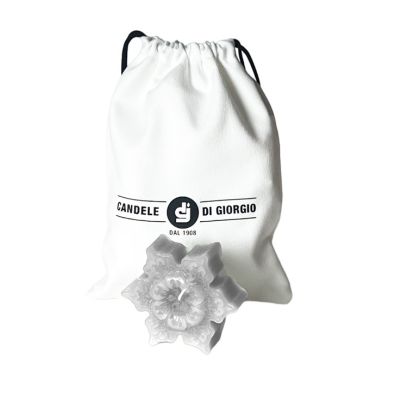 Candela Fiocco di Neve con decoro- Bianco
