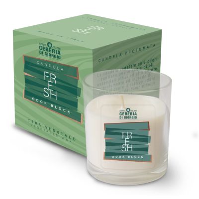 Candela Vegetale Vegana in bicchiere con astuccio  Odor Block - Fresh-  14 ORE